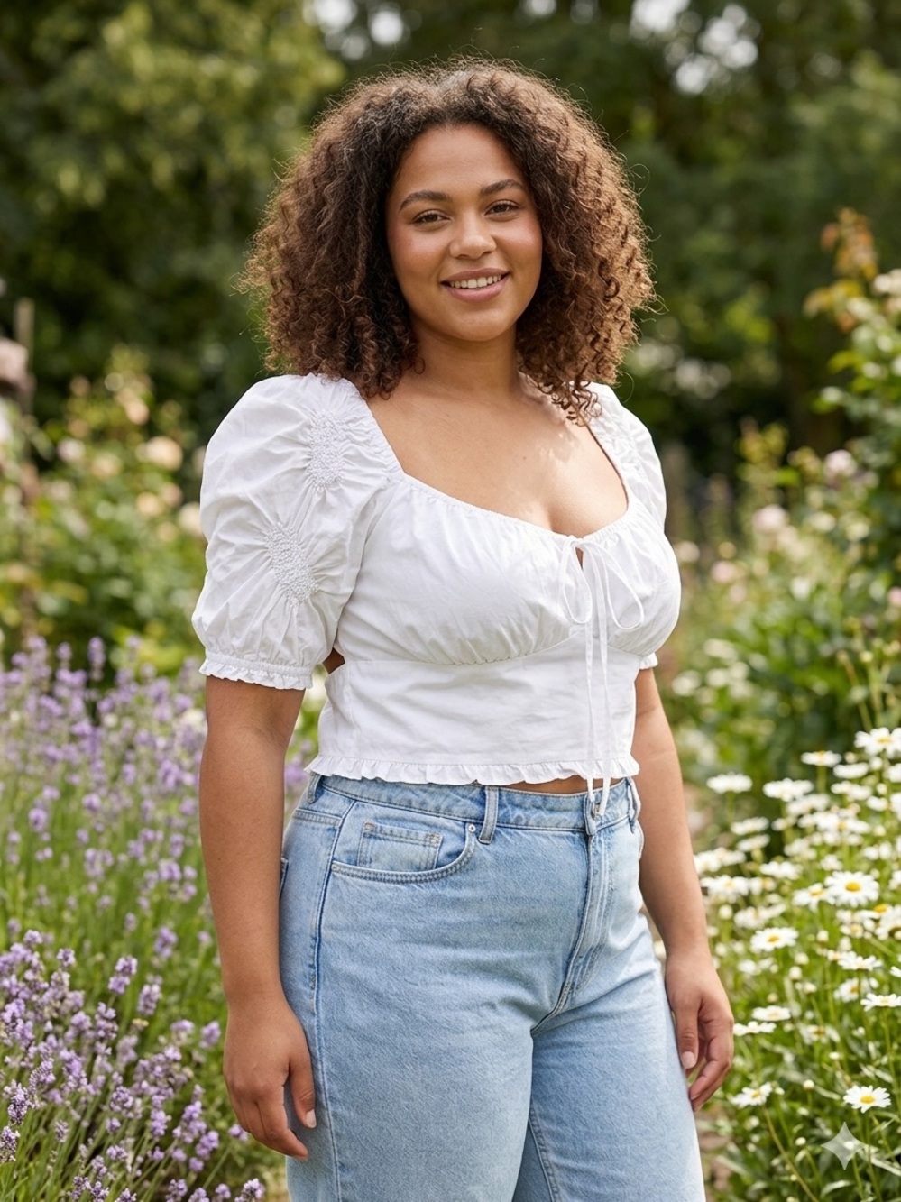 Zara NWT White Cotton Puff Sleeve Milkmaid Crop Top XXL Open Tie Back Smocked